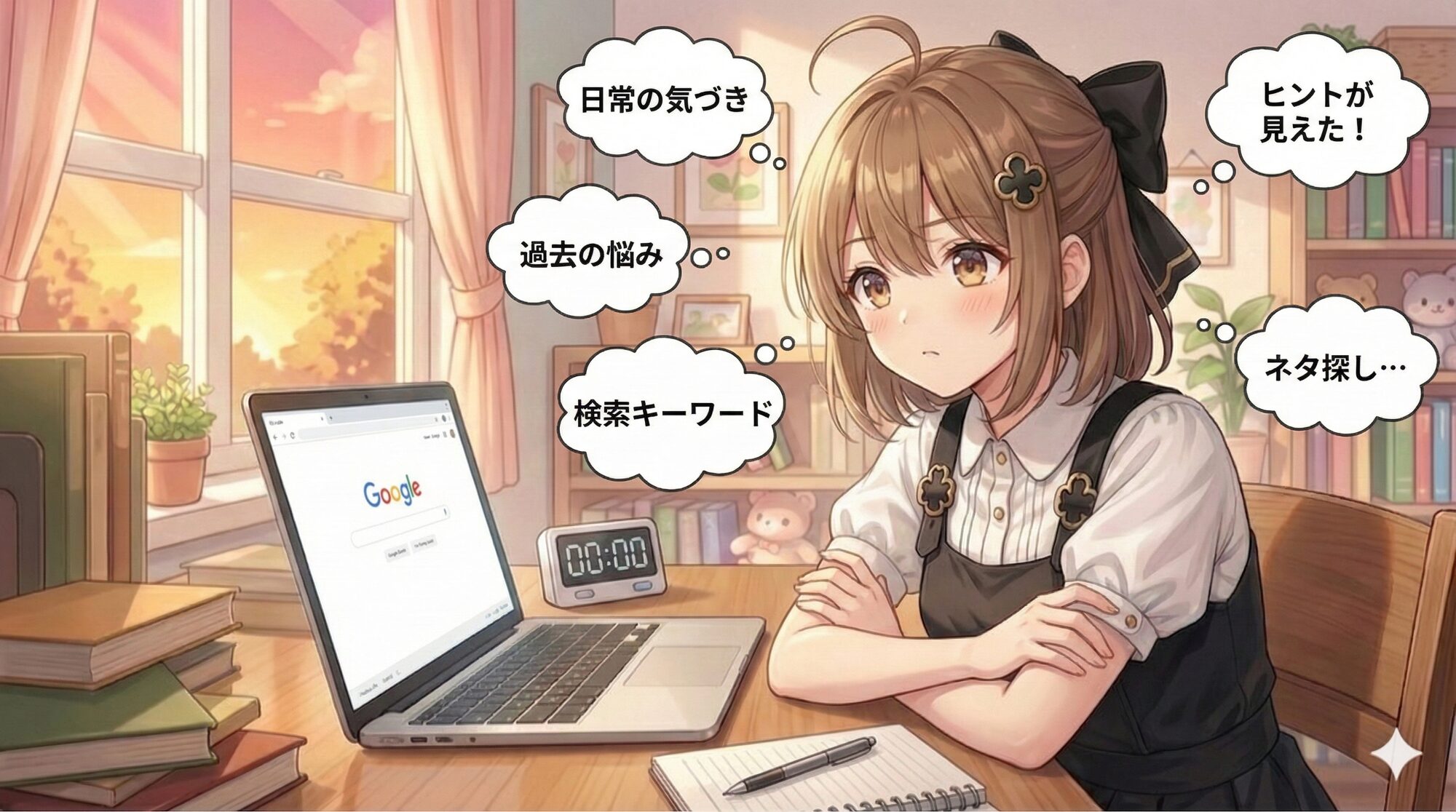 クロバちゃんがブログのネタを考えている